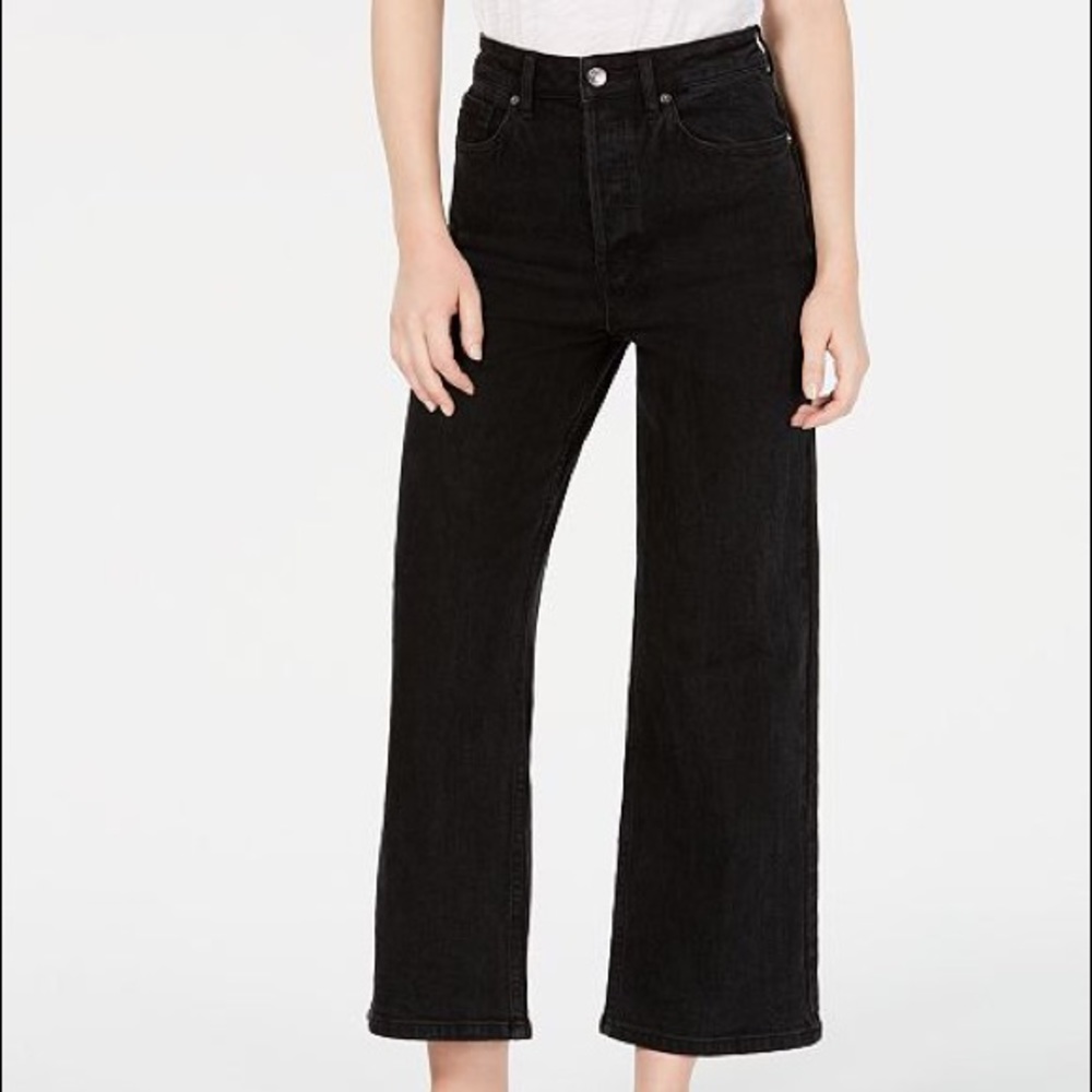 NWT Free People 25 black high waisted Wide Leg - Picture 3 of 10